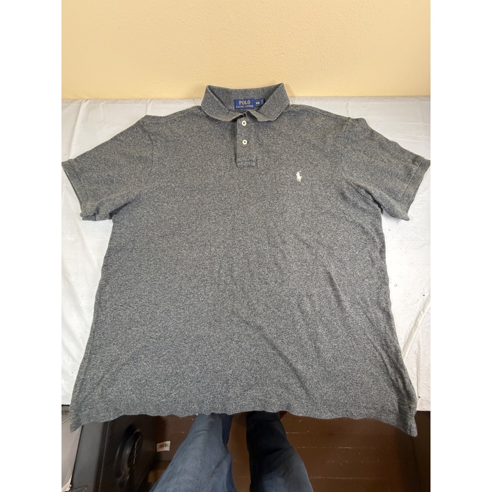 Polo Ralph Lauren Mens XXL Slim Fit Gray Heather Short Sleeve Pony Polo Shirt‎
